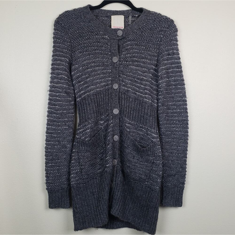Rebecca Taylor | Metallic Belted Sweater Cardigan